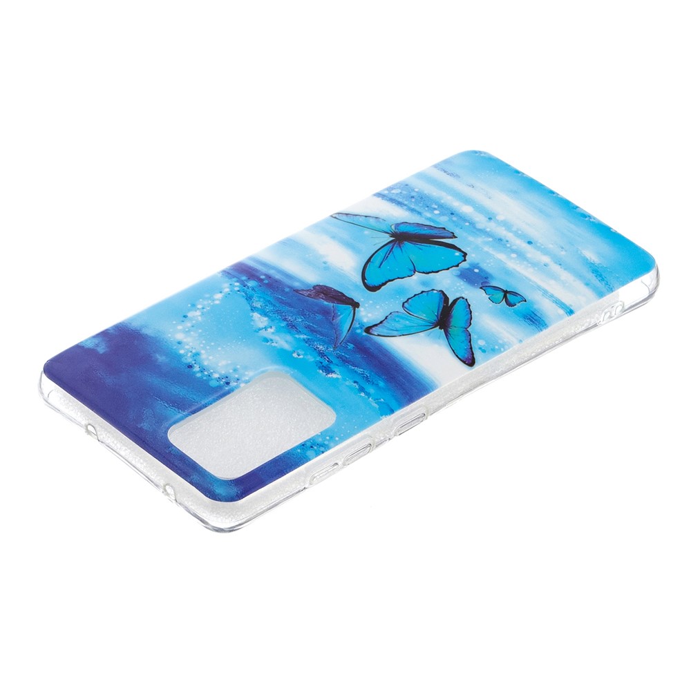 IMD Noctilucent Pattern Design Soft TPU Protector Phone Cover for Samsung Galaxy A52 5G / A52 4G - Blue Butterfly-2