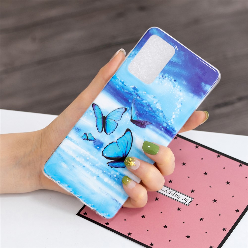 IMD Noctilucent Pattern Design Soft TPU Protector Phone Cover for Samsung Galaxy A52 5G / A52 4G - Blue Butterfly-4