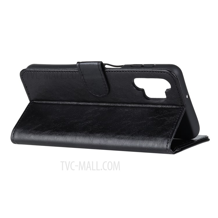 Crazy Horse Texture Leather Shell Wallet Stand Phone Covering for Samsung Galaxy A32 5G - Black-4