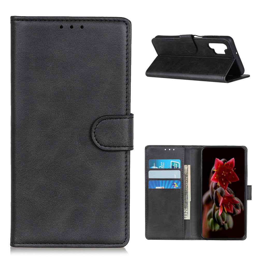 PU Leather Magnetic Wallet Leather Shell for Samsung Galaxy A32 5G - Black-1