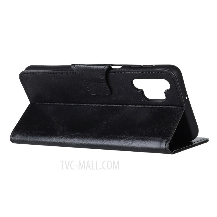 Crazy Horse Texture Folio Flip Wallet Design PU Leather Stand Protector Cover for Samsung Galaxy A32 4G (EU Version) - Black-4