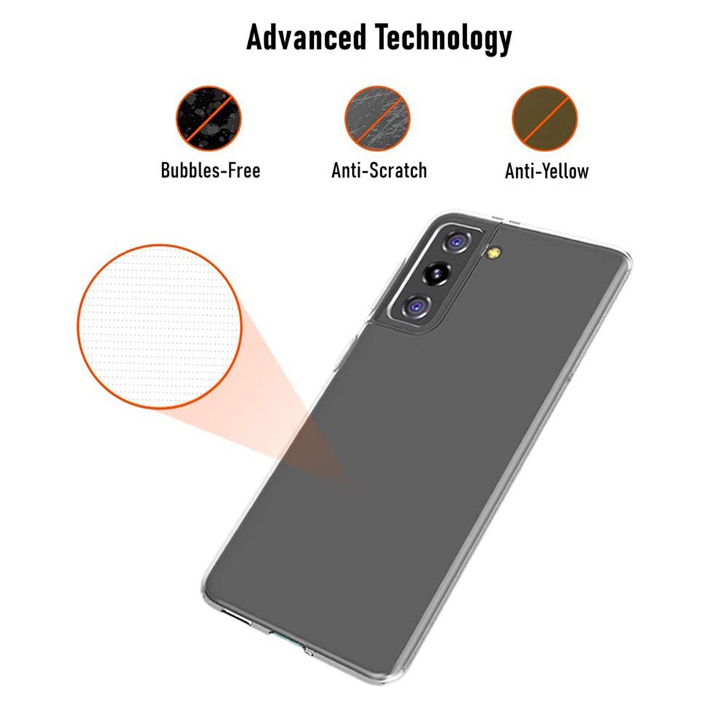 Anti-fingerprint Clear Soft TPU Phone Case Shell for Samsung Galaxy S21 5G-6