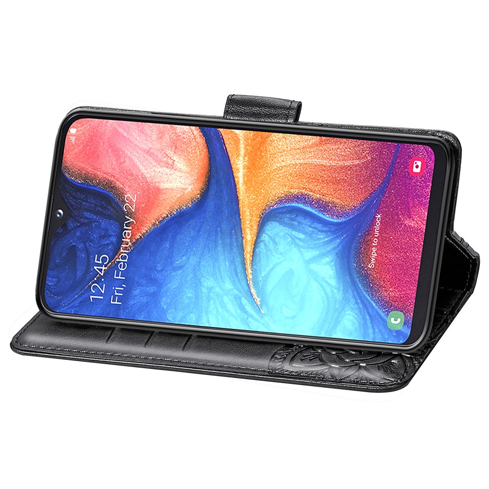 Big Butterfly Imprinting Design Leather Wallet Phone Shell for Samsung Galaxy A20e - Black-5