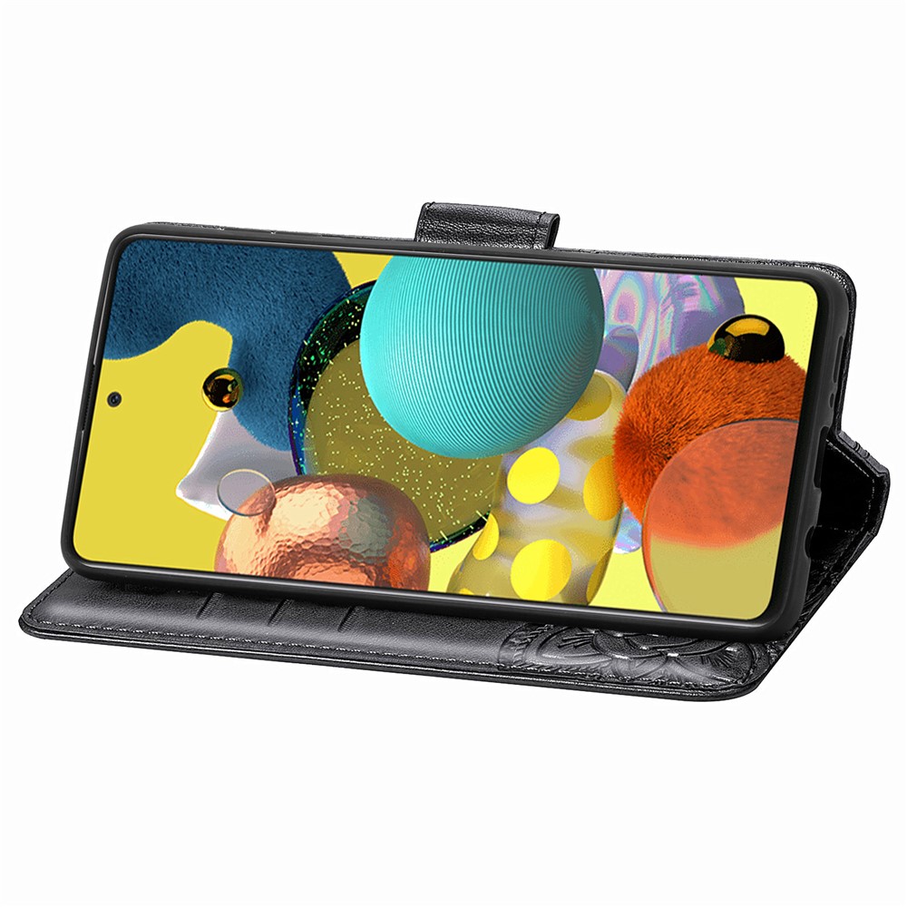 Imprint Big Butterfly Leather Wallet Phone Case for Samsung Galaxy A51 5G SM-A516 - Black-6