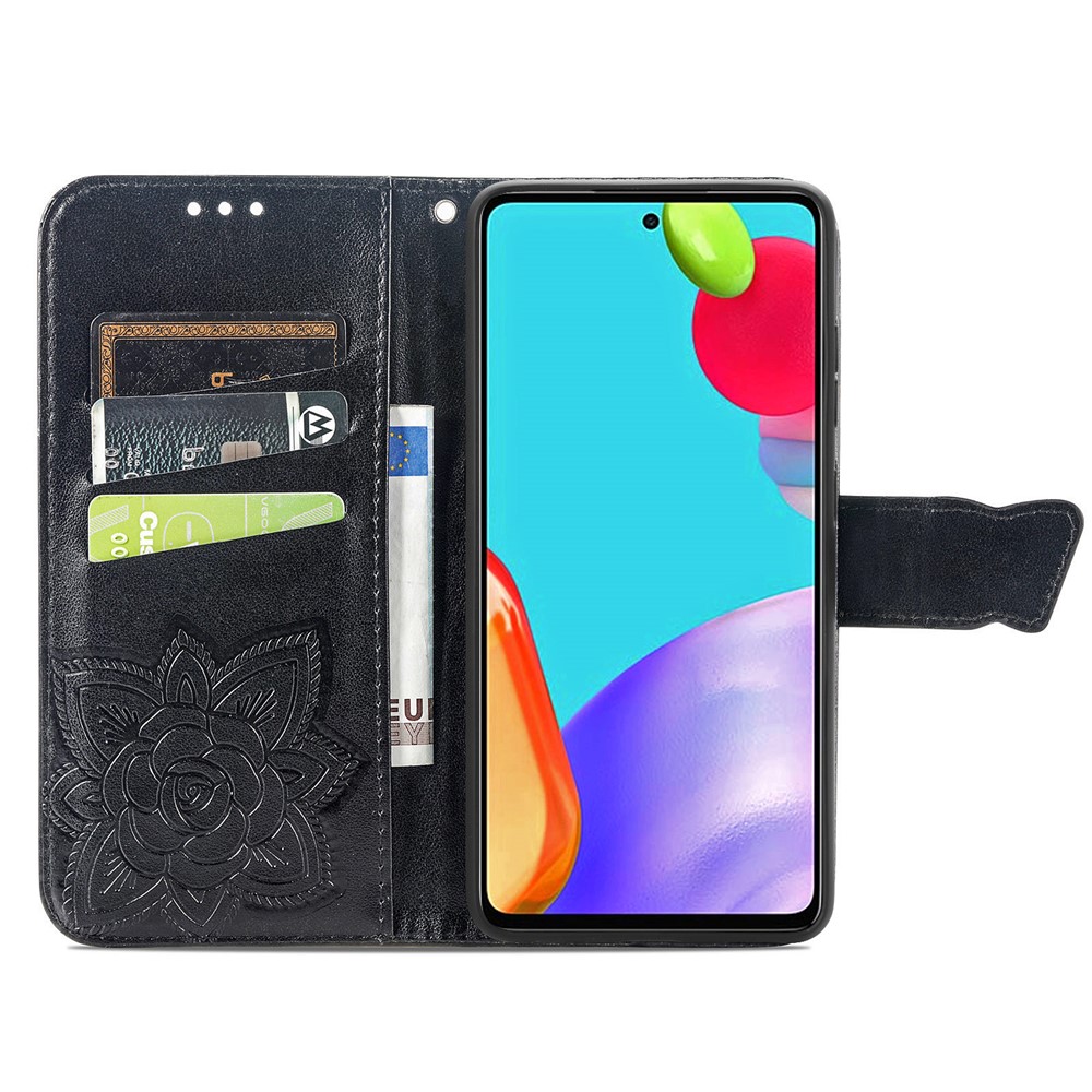 Imprint Big Butterfly Leather Wallet Phone Shell forSamsung Galaxy A72 5G / A72 4G - Black-4