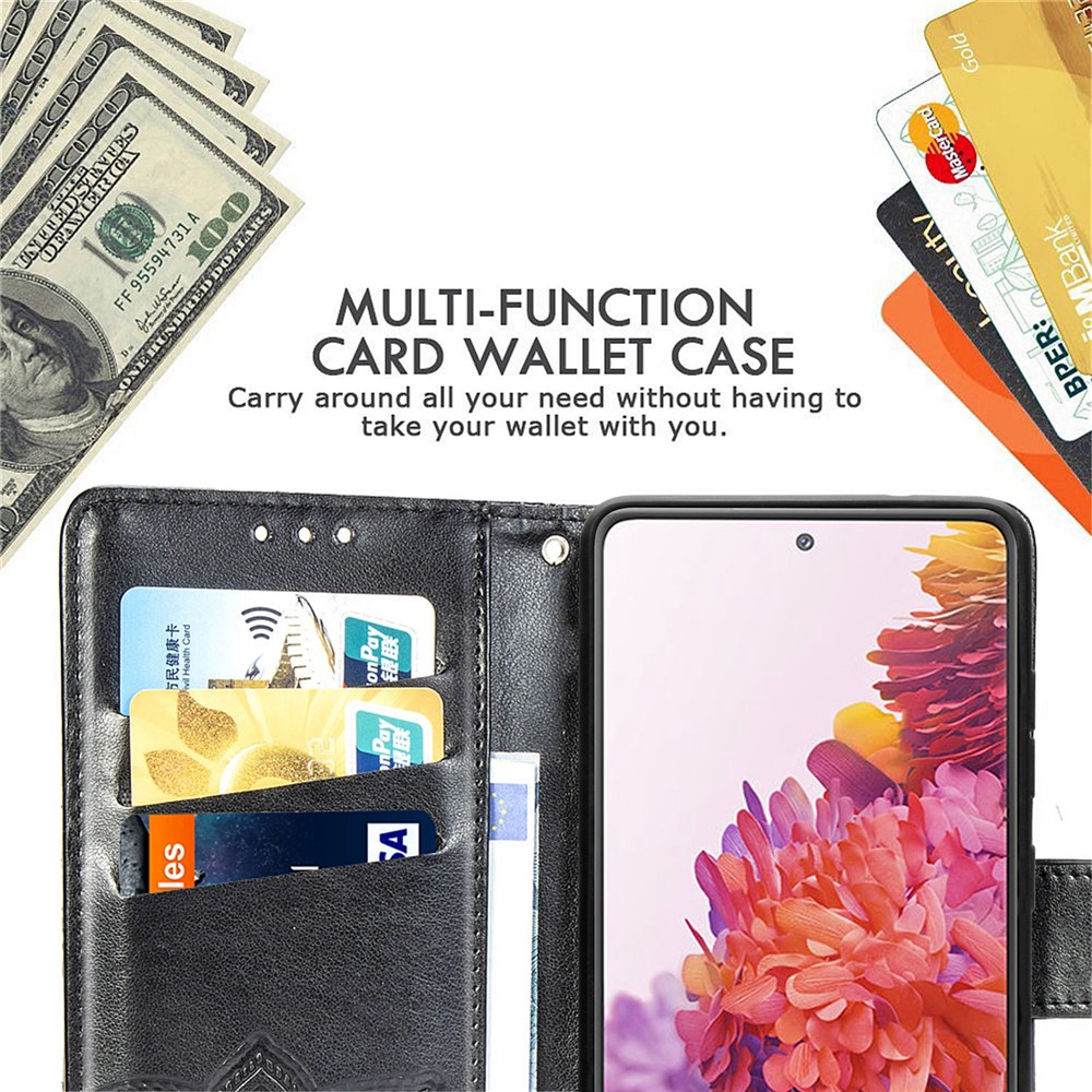 Imprint Big Butterfly Leather Wallet Phone Shell for Samsung Galaxy S20 FE/S20 Fan Edition/S20 FE 5G/S20 Fan Edition 5G - Black-14