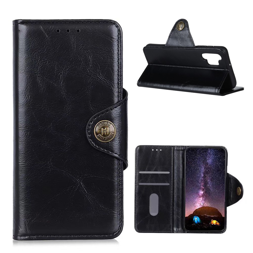 PU Leather Mobile Phone Case with Wallet Stand Design for Samsung Galaxy A32 4G - Black-1