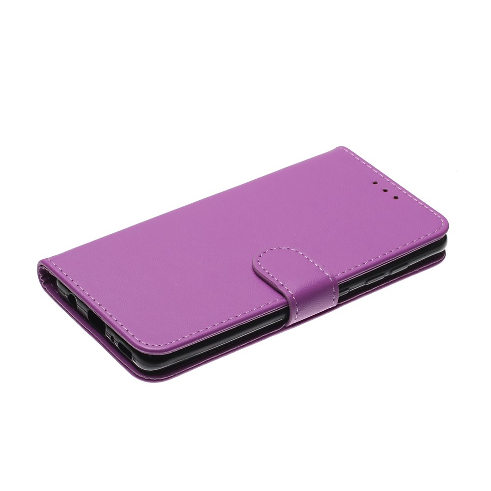 Massivfarbe Leder Schutzhülle Stand Wallet Magnetischer Verschluss Flip Case Für Samsung Galaxy A02s (EU-Version) - Lila-6