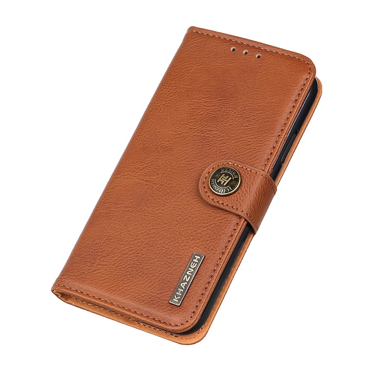 KHAZNEH Retro Style Leather Protector Case Wallet Stand Cover for Samsung Galaxy A32 4G - Brown-4