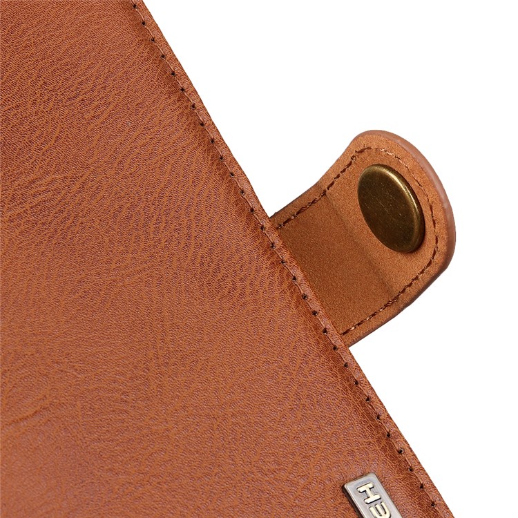 KHAZNEH Retro Style Leather Protector Case Wallet Stand Cover for Samsung Galaxy A32 4G - Brown-6