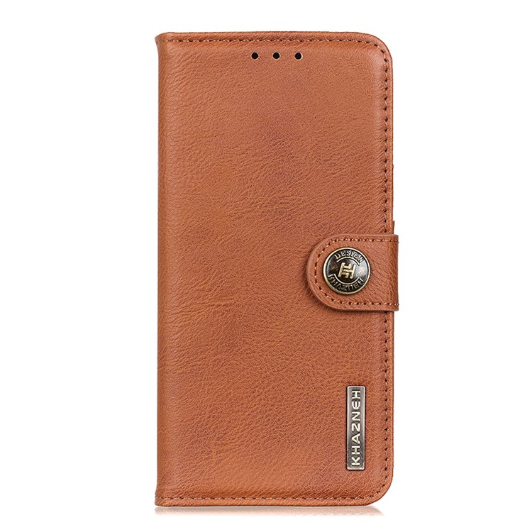 KHAZNEH Retro Style Leather Protector Case Wallet Stand Cover for Samsung Galaxy A32 4G - Brown-8