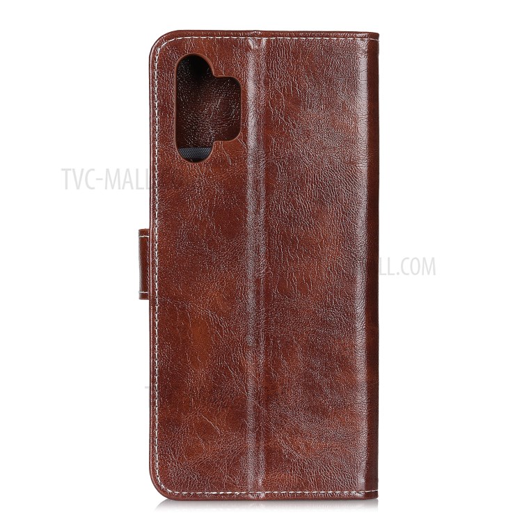 Retro Style Crazy Horse Texture Leather Phone Cover with Wallet Stand Design for Samsung Galaxy A32 4G - Brown-2