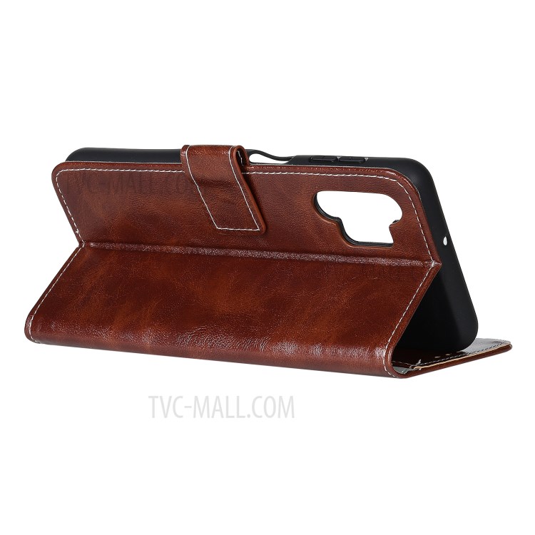 Retro Style Crazy Horse Texture Leather Phone Cover with Wallet Stand Design for Samsung Galaxy A32 4G - Brown-3