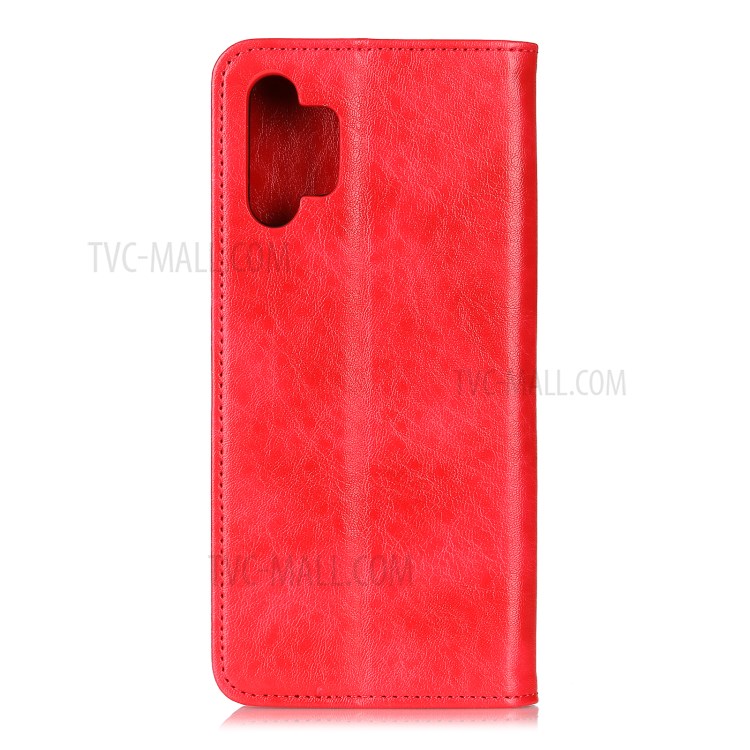 Crazy Horse Texture Auto-absorbed PU Leather Wallet Phone Case for Samsung Galaxy A32 4G - Red-7