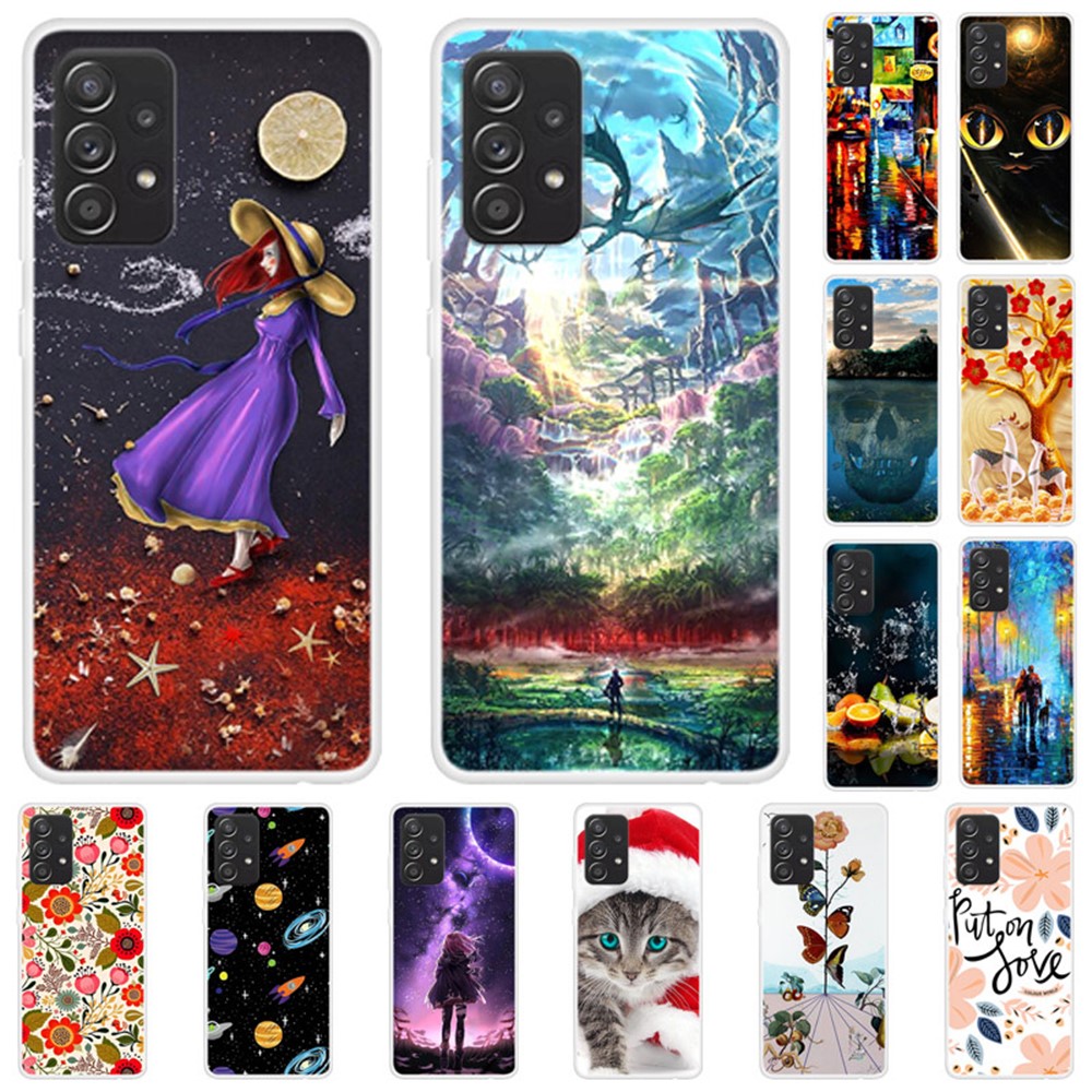 Stylish Pattern Printing TPU Cell Phone Full Protection Soft Case for Samsung Galaxy A52 4G/5G / A52s 5G - Planet-5