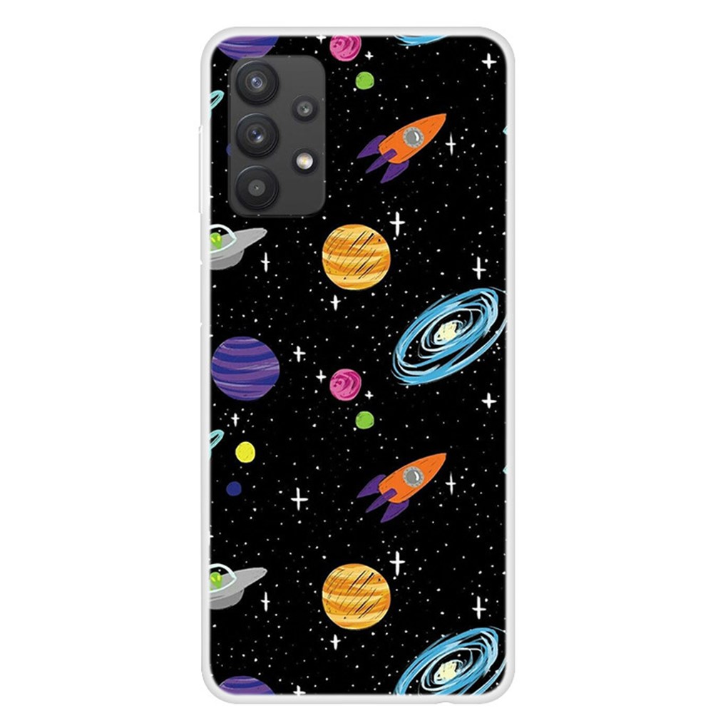 Flexible TPU Cell Phone Soft Case with Stylish Pattern Printing for Samsung Galaxy A32 5G - Planet-1