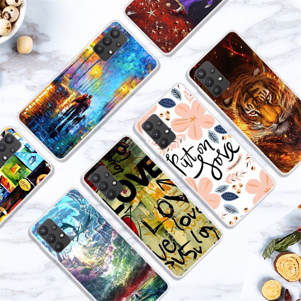 Flexible TPU Cell Phone Soft Case with Stylish Pattern Printing for Samsung Galaxy A32 5G - Planet-3