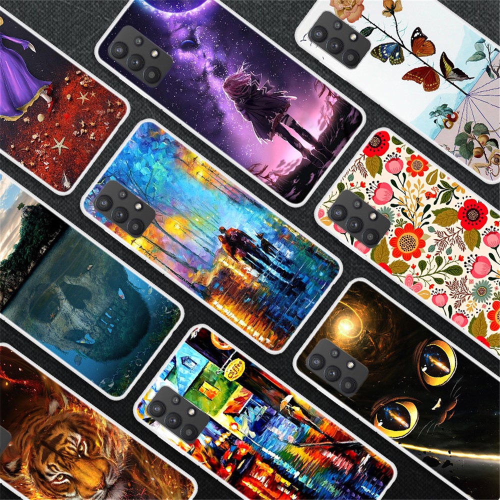 Flexible TPU Cell Phone Soft Case with Stylish Pattern Printing for Samsung Galaxy A32 5G - Planet-4