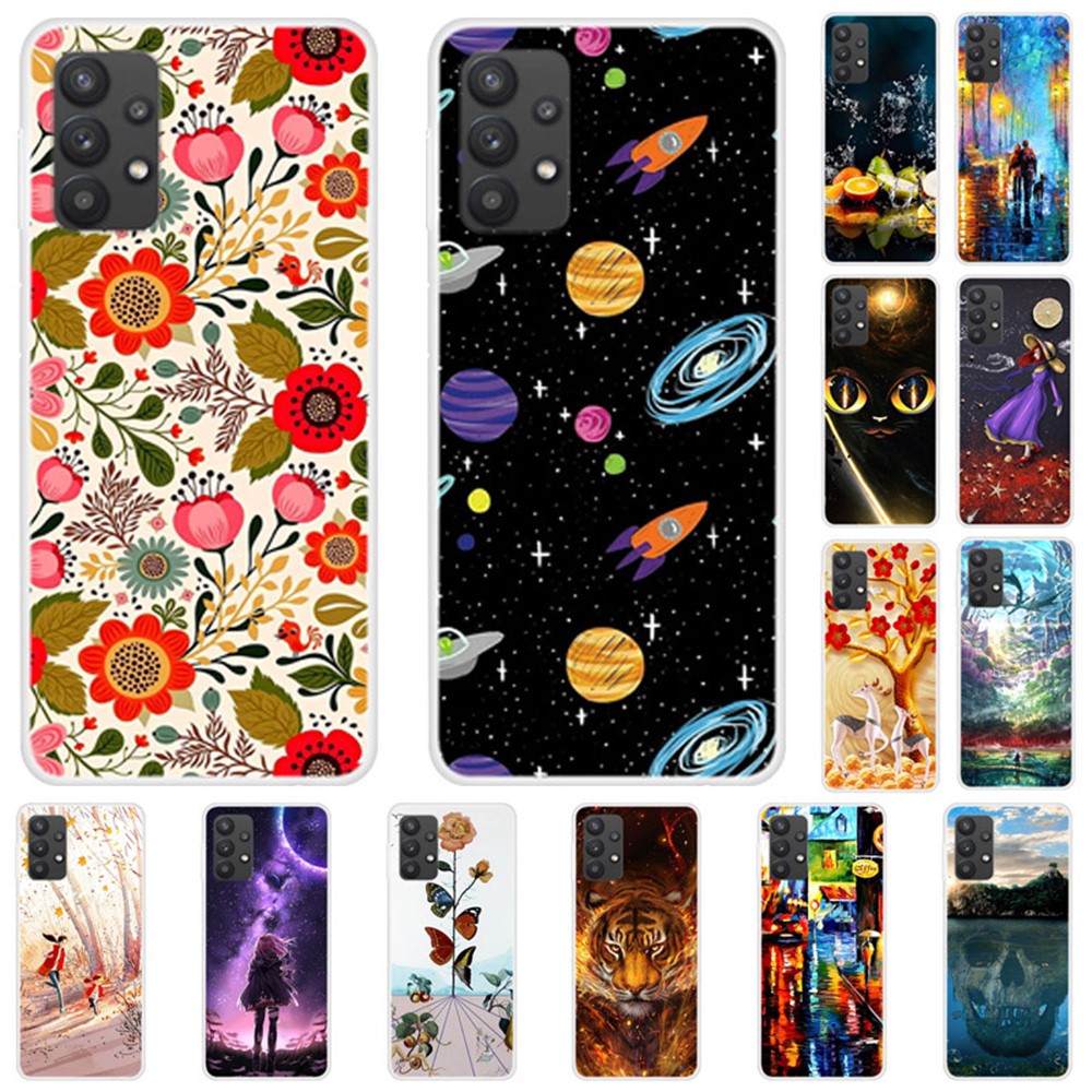 Flexible TPU Cell Phone Soft Case with Stylish Pattern Printing for Samsung Galaxy A32 5G - Planet-5