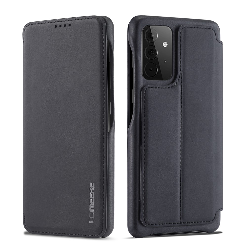LC.IMEEKE Retro Style Protector Stand Leather Case with Card Holder for Samsung Galaxy A72 5G / A72 4G - Black-1