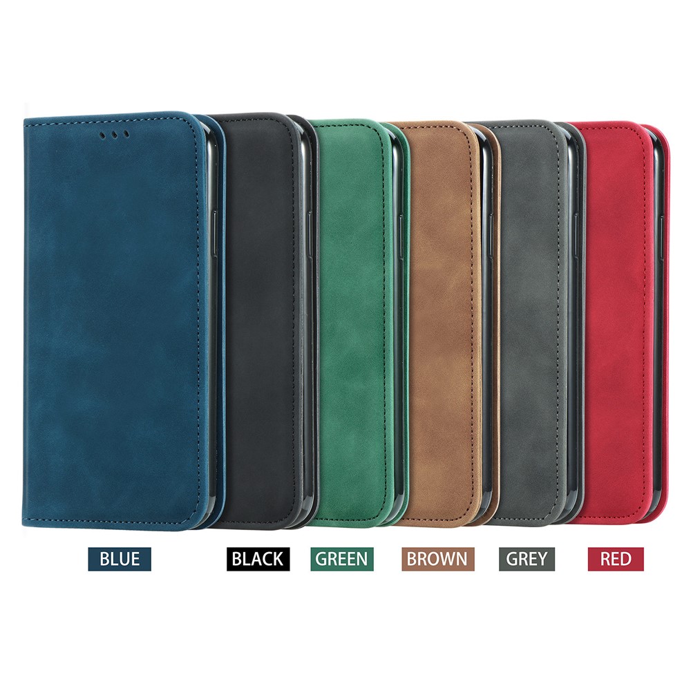 Carcasa de Teléfono de Cuero PU Vintage Absorbido Automáticamente Para Samsung Galaxy S21 4G/5G - Verde-14