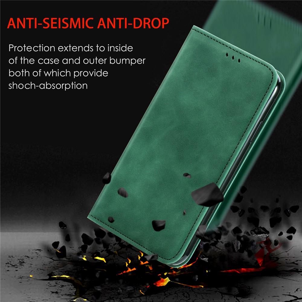 Auto-absorbed Vintage PU Leather Phone Cover for Samsung Galaxy S21+ 5G - Green-12