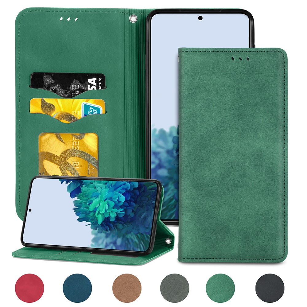 Auto-absorbed Vintage PU Leather Phone Cover for Samsung Galaxy S21+ 5G - Green-13