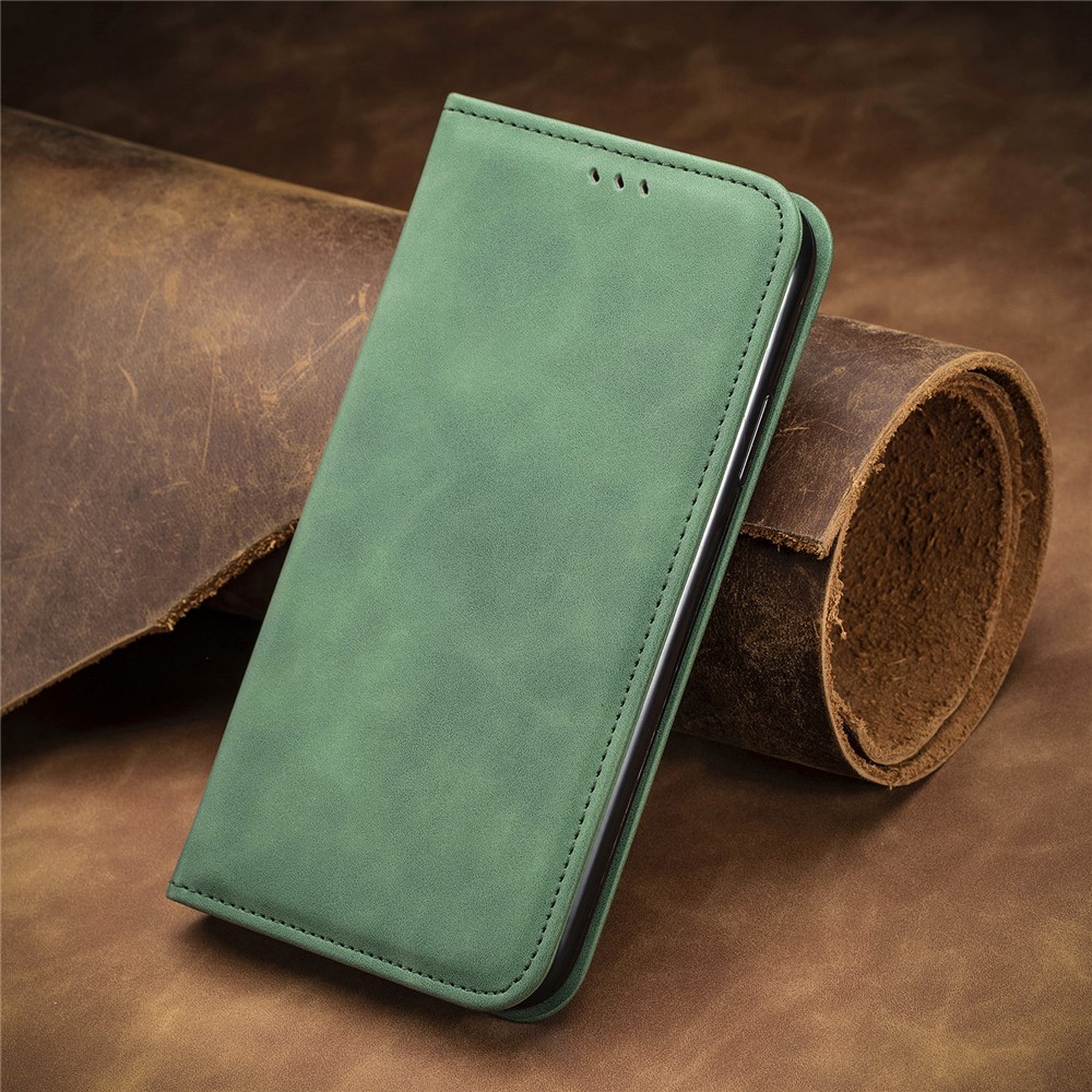 Auto-absorbed Vintage PU Leather Phone Cover for Samsung Galaxy S21+ 5G - Green-15