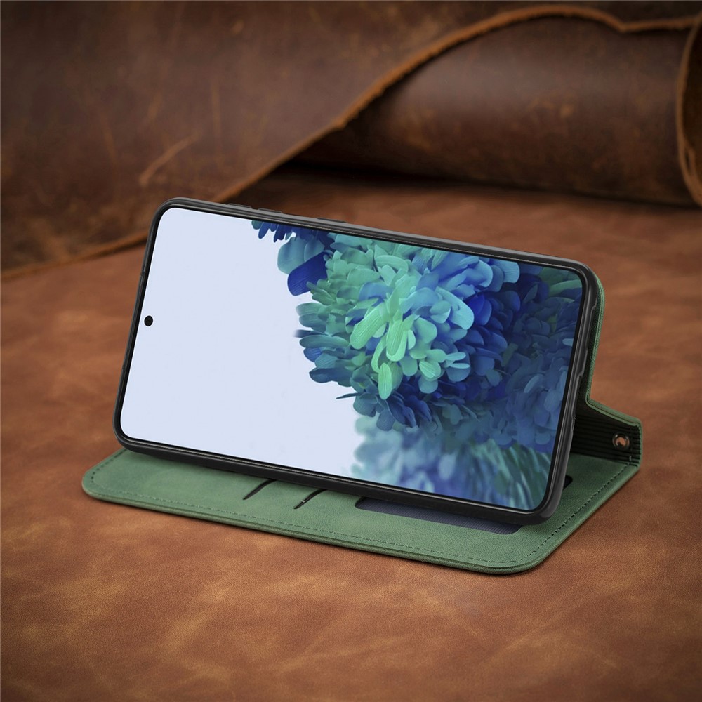 Auto-absorbed Vintage PU Leather Phone Cover for Samsung Galaxy S21+ 5G - Green-18