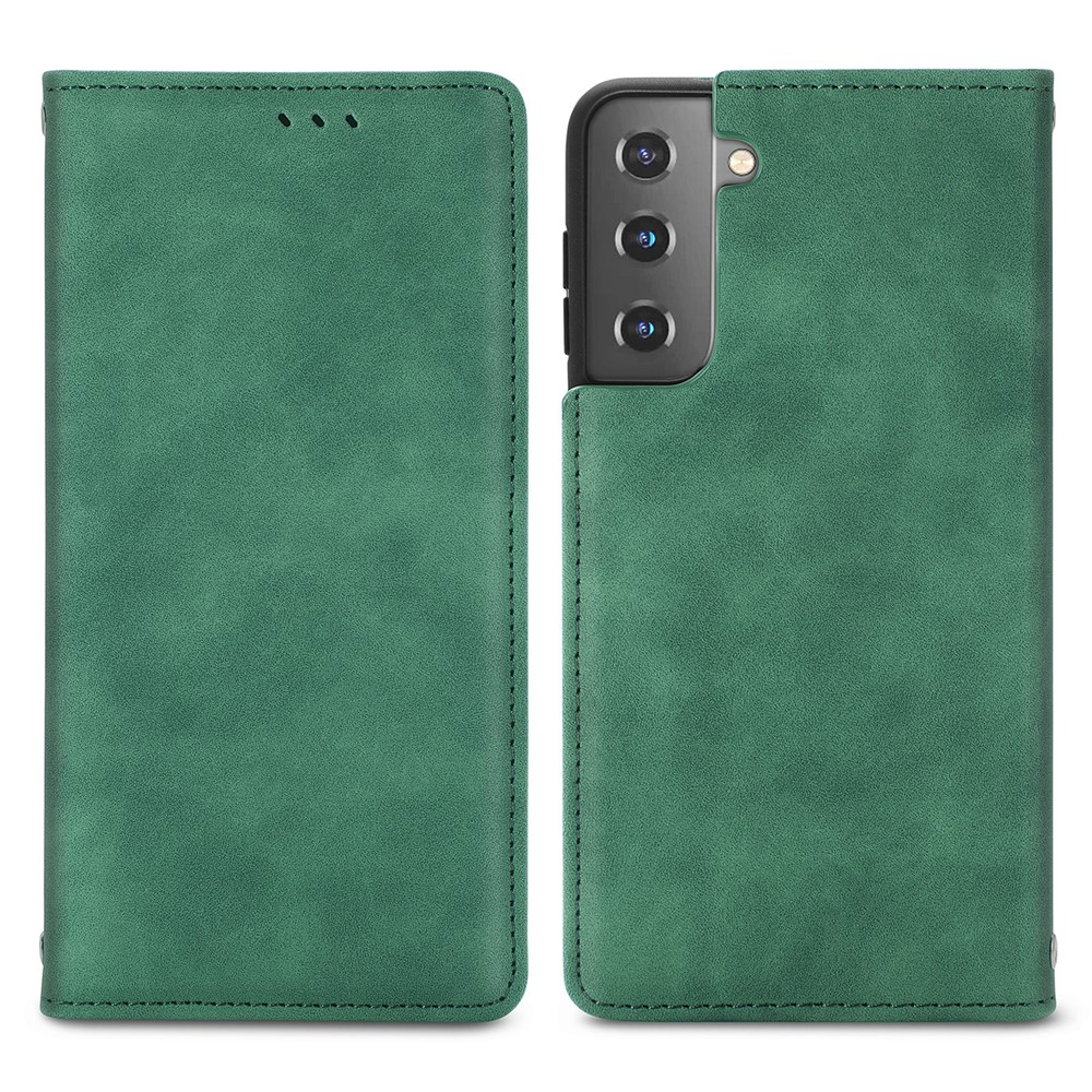 Auto-absorbed Vintage PU Leather Phone Cover for Samsung Galaxy S21+ 5G - Green-2