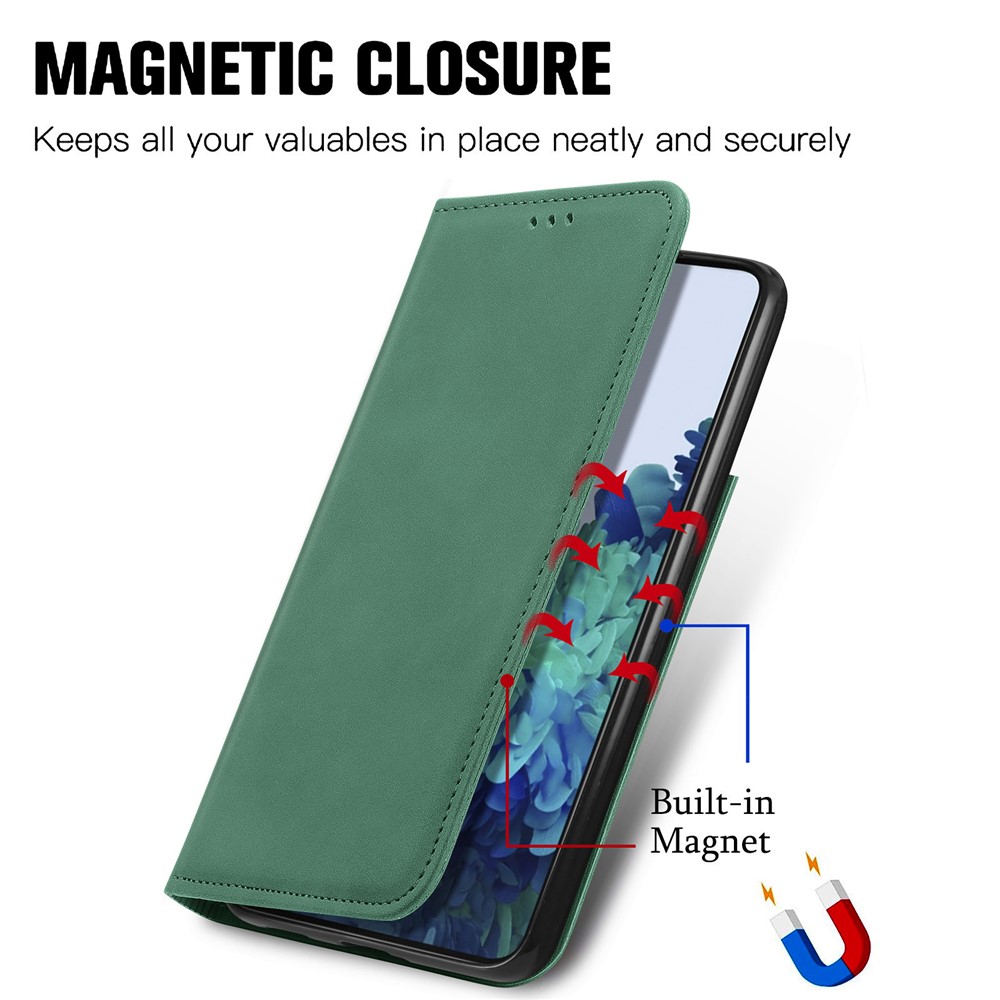 Auto-absorbed Vintage PU Leather Phone Cover for Samsung Galaxy S21+ 5G - Green-5