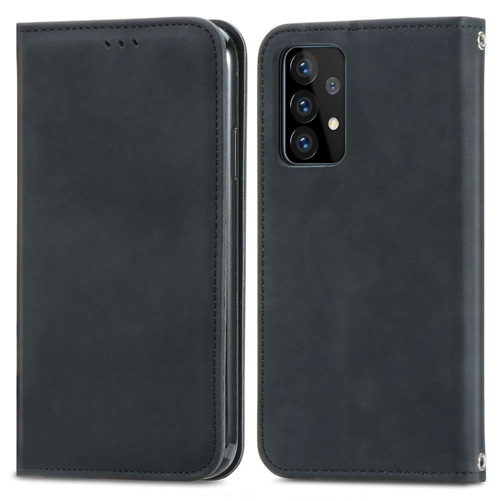 Auto-absorbed Vintage PU Leather Phone Casing for Samsung Galaxy A52 5G - Black-3