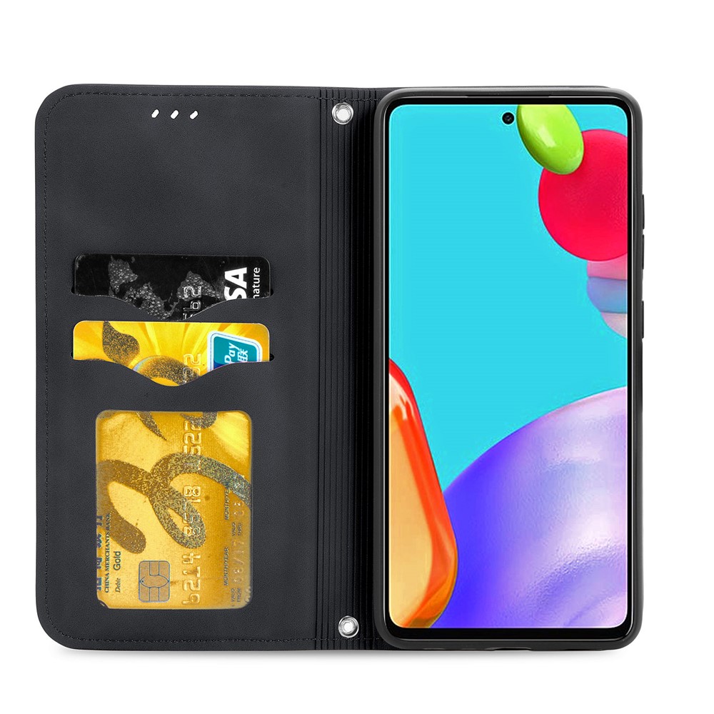 Auto-absorbed Vintage PU Leather Phone Casing for Samsung Galaxy A52 5G - Black-4