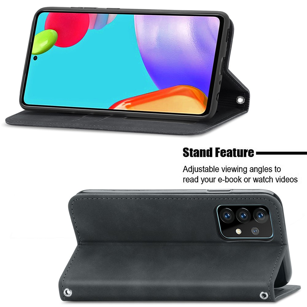 Auto-absorbed Vintage PU Leather Phone Casing for Samsung Galaxy A52 5G - Black-5