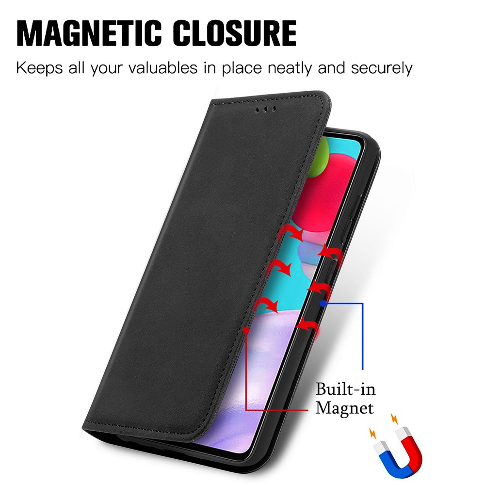 Auto-absorbed Vintage PU Leather Phone Casing for Samsung Galaxy A52 5G - Black-6