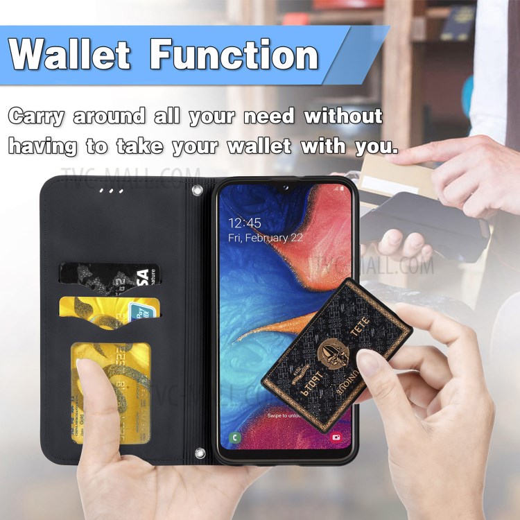 Auto-absorbed Vintage PU Leather Phone Casing for Samsung Galaxy A20e / A10e - Black-12