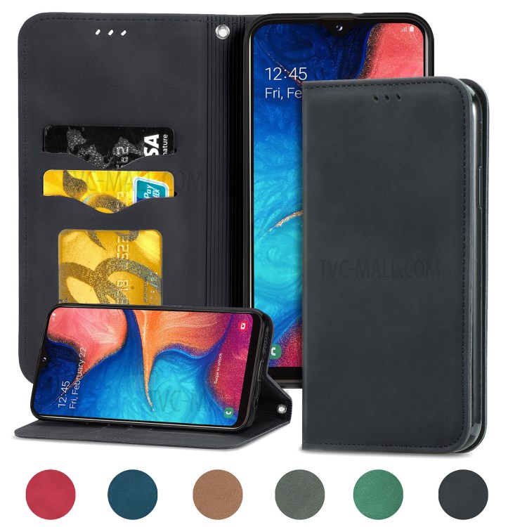 Auto-absorbed Vintage PU Leather Phone Casing for Samsung Galaxy A20e / A10e - Black-2