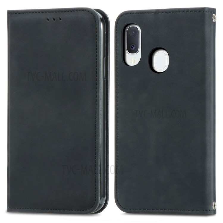 Auto-absorbed Vintage PU Leather Phone Casing for Samsung Galaxy A20e / A10e - Black-3