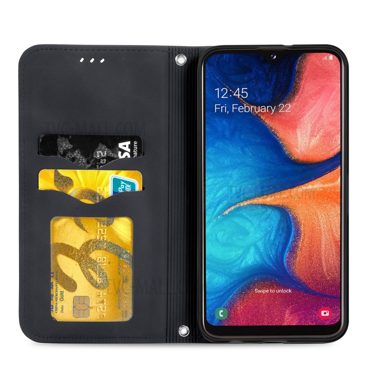 Auto-absorbed Vintage PU Leather Phone Casing for Samsung Galaxy A20e / A10e - Black-4