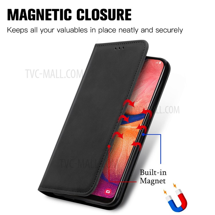 Auto-absorbed Vintage PU Leather Phone Casing for Samsung Galaxy A20e / A10e - Black-6