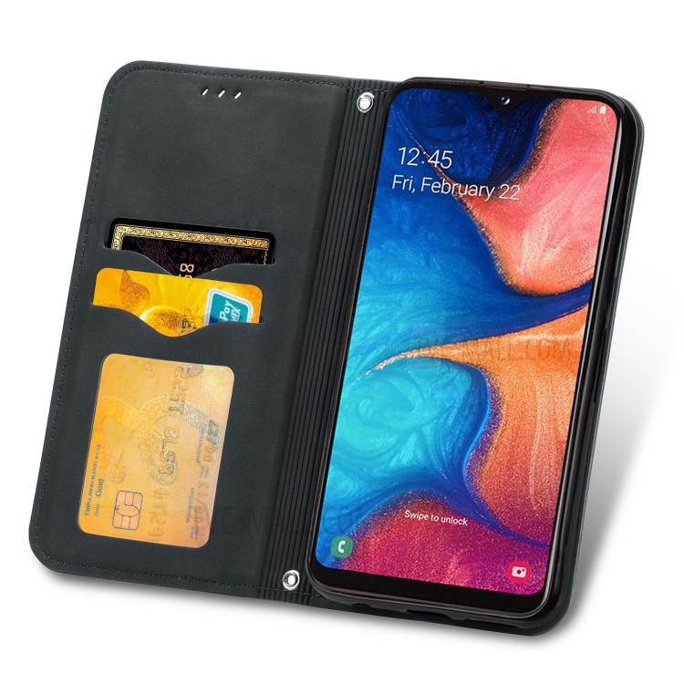 Auto-absorbed Vintage PU Leather Phone Casing for Samsung Galaxy A20e / A10e - Black-7