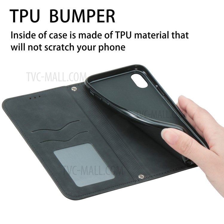 Auto-absorbed Vintage PU Leather Phone Casing for Samsung Galaxy A20e / A10e - Black-8