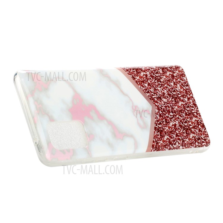 IMD Marble Pattern Printing Anti-Scratch Flexible TPU Soft Back Cover for Samsung Galaxy A02s (EU Version) - Rose Glitter Sequins Splicing-3