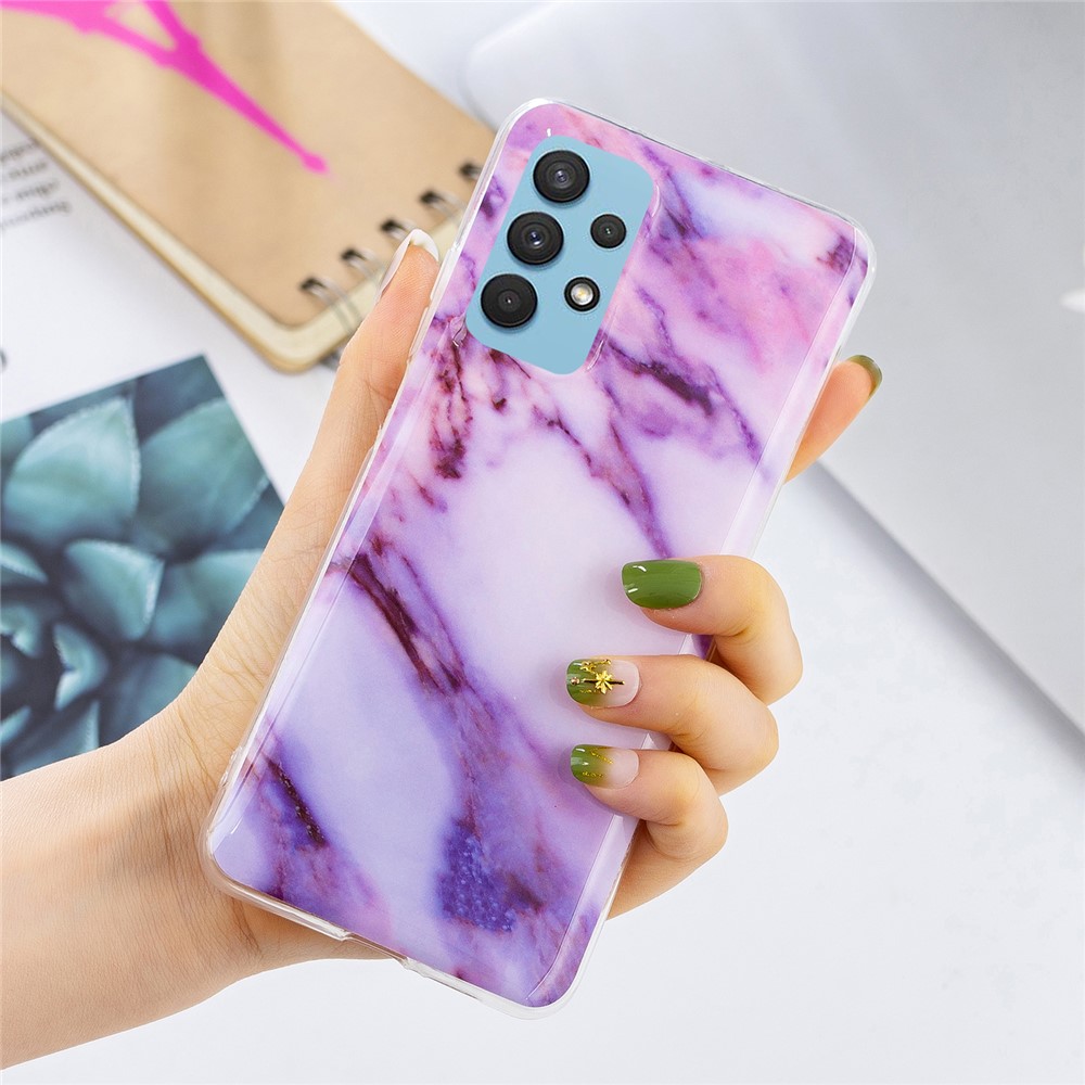 Pattern Printing IMD TPU Phone Casing for Samsung Galaxy A32 5G - Purple-4