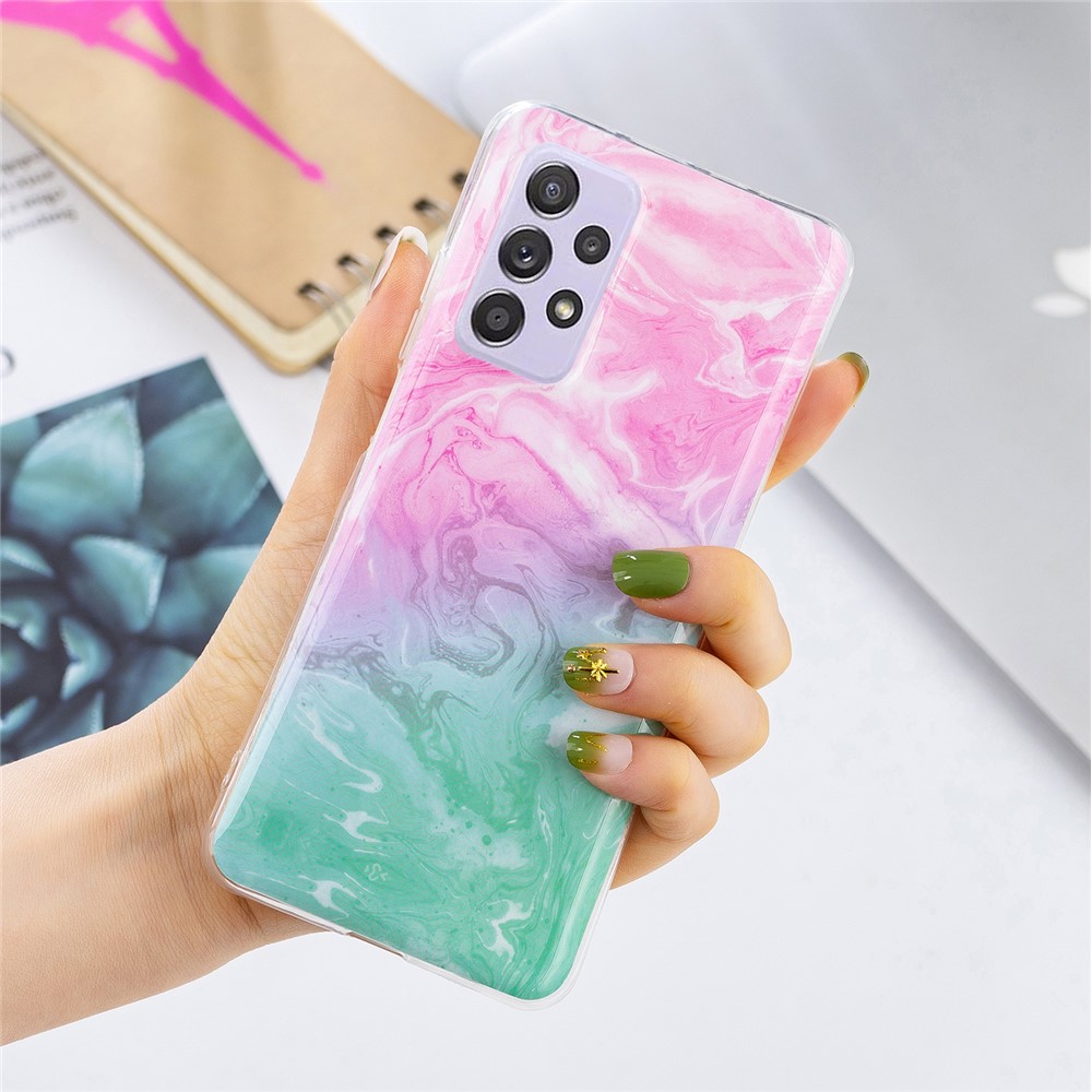 Pattern Printing IMD TPU Phone Casing for Samsung Galaxy A52 5G - Pink/Green-4