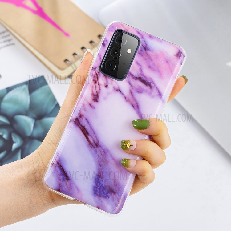 IMD Marble Pattern Printing Scratch-Resistant Flexible TPU Back Cover for Samsung Galaxy A72 5G - Purple-4