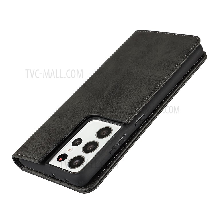Wallet Design Leather Stand Case with Auto-Absorbed Magnet Design for Samsung Galaxy S21 Ultra 5G - Black-6