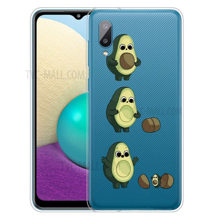 Shock-Absorbed TPU Phone Case with IMD Pattern for Samsung Galaxy A02/M02 - Avocado-1