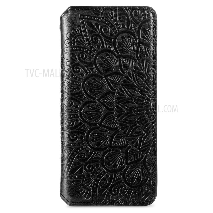 Imprinted Mandala Flower Pattern Auto-absorbed PU Leather Case Stand Wallet for Samsung Galaxy S21+ 5G - Black-2