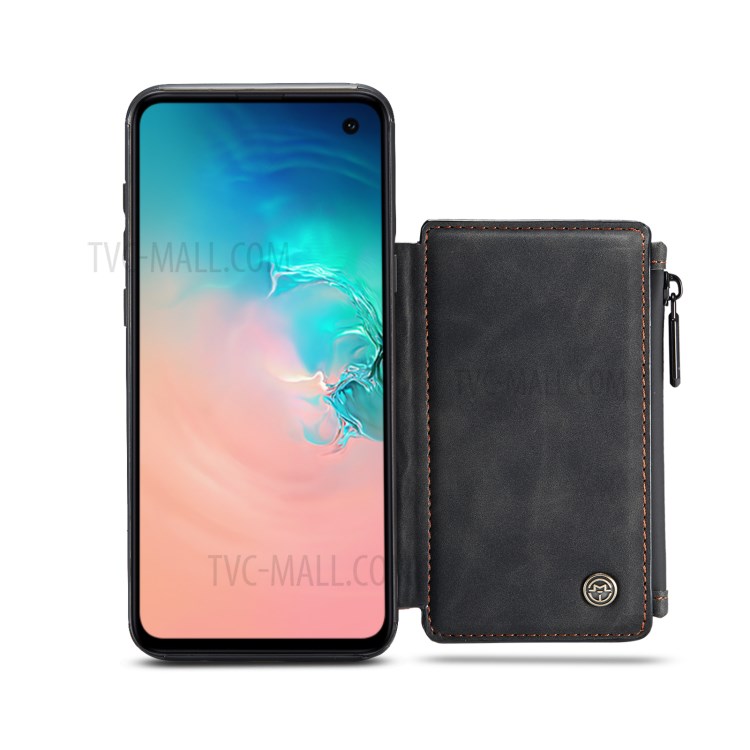 CASEME C20 Zipper Pocket Wallet Design PU Leather Coated TPU Phone Stand Case for Samsung Galaxy S10 - Black-10